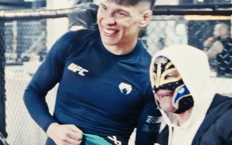 Rey Mysterio Surprises Ignacio Bahamondes With Custom Jacket Before UFC 313 Fight Rey Mysterio Surprises Ignacio Bahamondes With Custom Jacket Before UFC 313 Fight