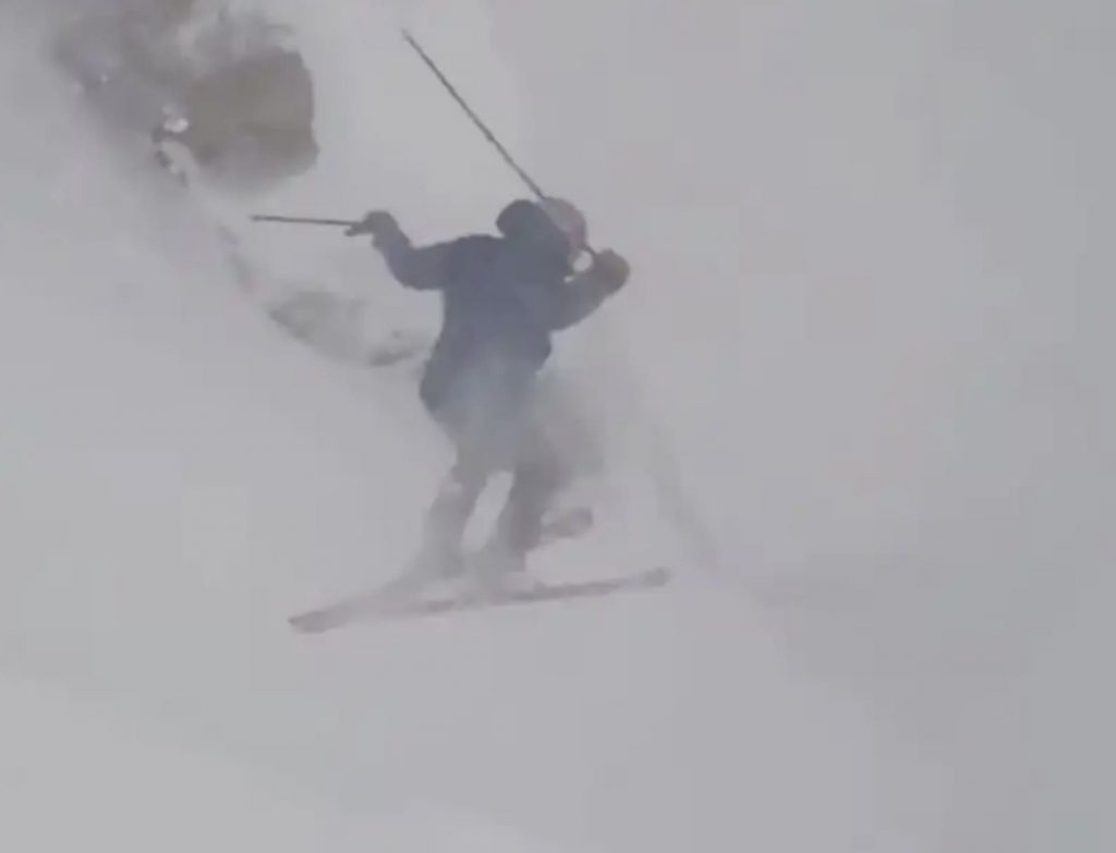 Dropping Into Corbet’s Couloir During A Raging Blizzard Dropping Into Corbet’s Couloir During A Raging Blizzard