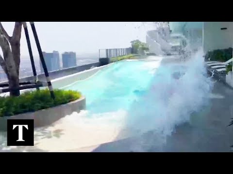 Major Earthquake Rocks Rooftop Pool in Thailand | The Times and The Sunday Times Major Earthquake Rocks Rooftop Pool in Thailand | The Times and The Sunday Times