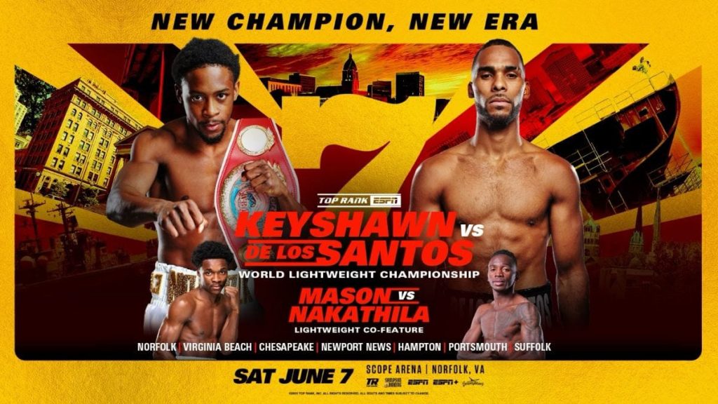 Keyshawn Defends Against De Los Santos, Mason Faces Nakathila: Lightweight Doubleheader on ESPN, June 7th