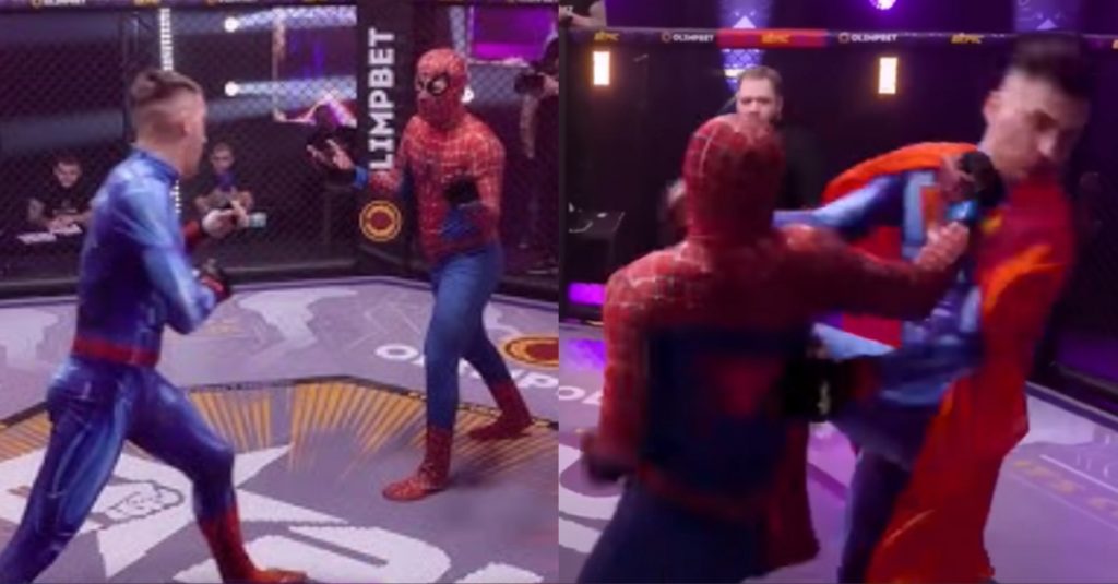 Watch – Spider-Man Sparks Superman in Crazy Russian MMA Clash Watch – Spider-Man Sparks Superman in Crazy Russian MMA Clash