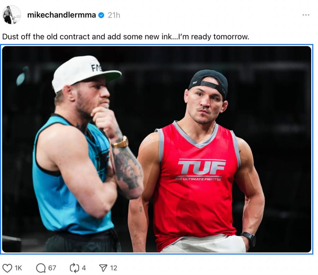 Conor McGregor claims 'unfinished business' with Michael Chandler, Chandler responds Conor McGregor claims 'unfinished business' with Michael Chandler, Chandler responds
