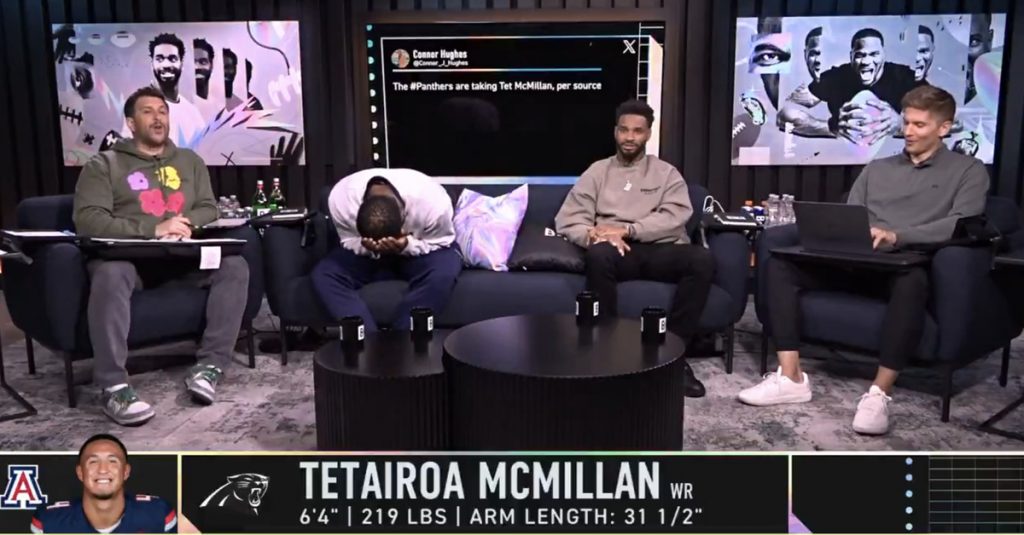 Micah Parsons absolutely lost it when the Panthers picked Tetairoa McMillan Micah Parsons absolutely lost it when the Panthers picked Tetairoa McMillan