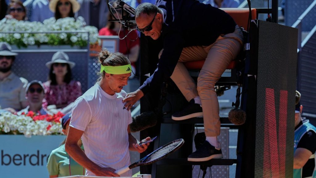 Zverev warned for photo of ball mark at Madrid