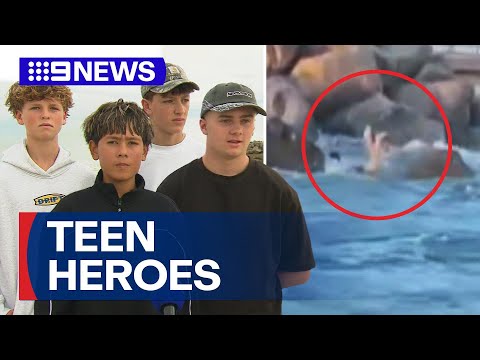 Teens Rescue Pair From Surf in South Australia | 9 News Australia