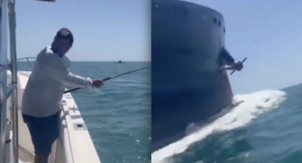 Distracted Angler Nearly Gets T-Boned By Passing Freighter Distracted Angler Nearly Gets T-Boned By Passing Freighter